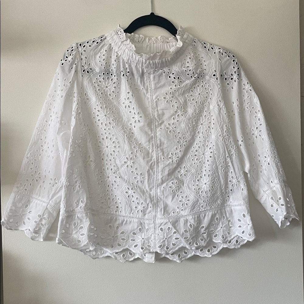 Jennifer & Grace|Cottagecore Boho White Eyelet Women's Top|Small|EUC